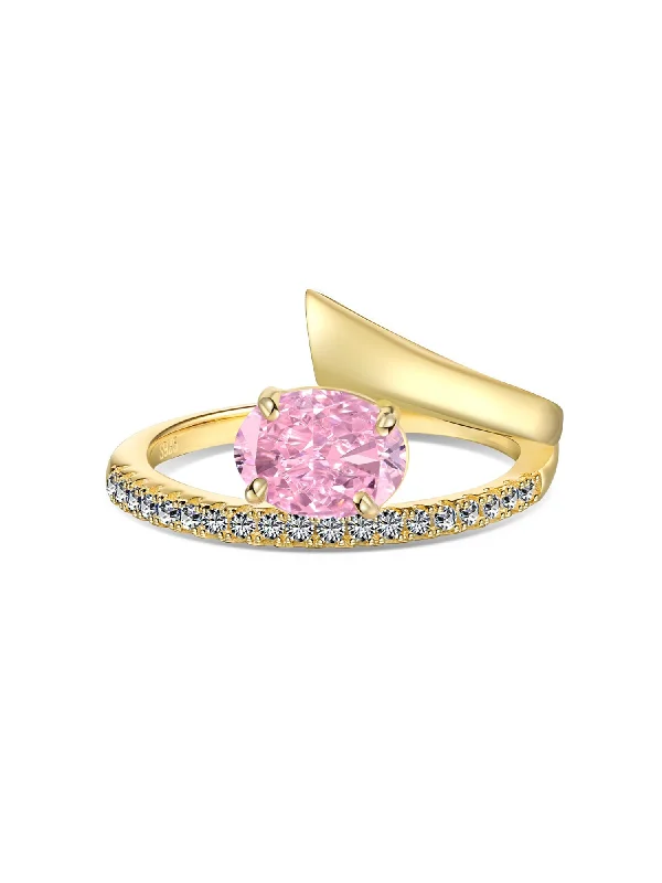 18k Gold Plated Radiant Oval Cut Gemstone Jewelry Ring