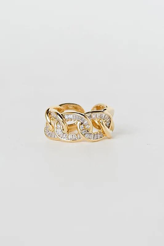 FINAL SALE - Ali Gold Rhinestone Chain Ring