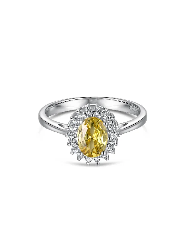 Citrine Oval Sparkle Cocktail Ring