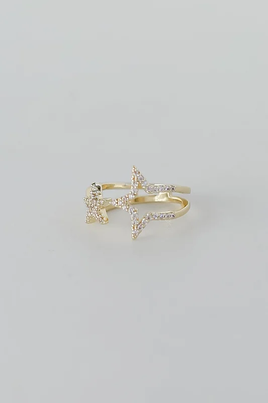 FINAL SALE - Diana Gold Rhinestone Star Ring