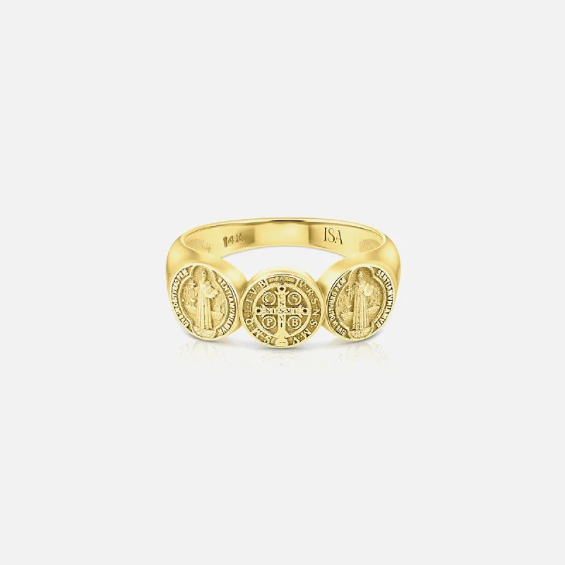 Isa Grutman Saint Benedict Coin Ring - Yellow Gold