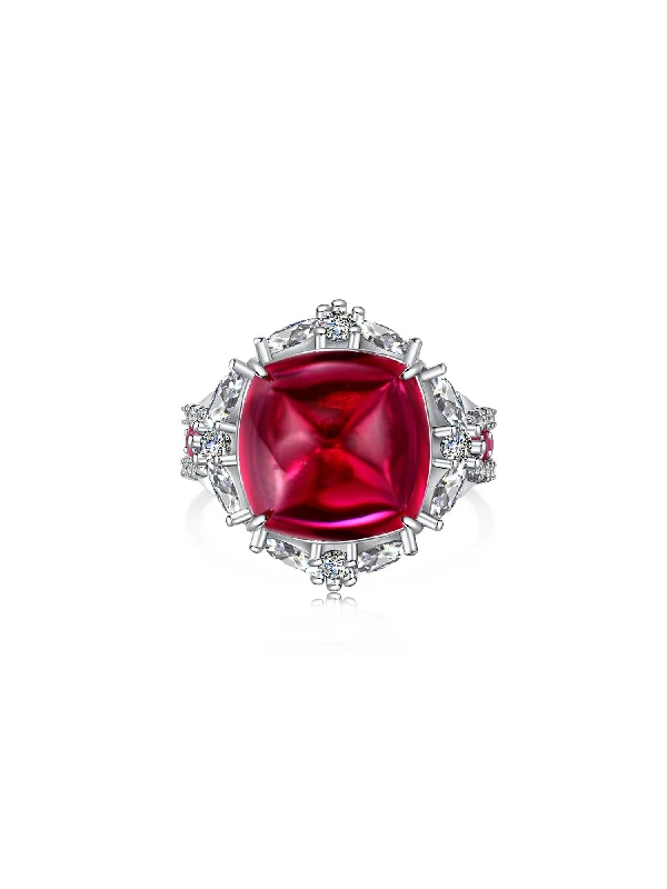 Luxurious Sugar Tower Ruby Engagement Ring