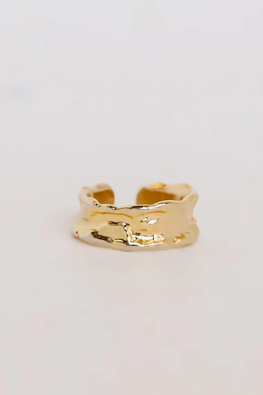 Mackenzie Gold Hammered Ring