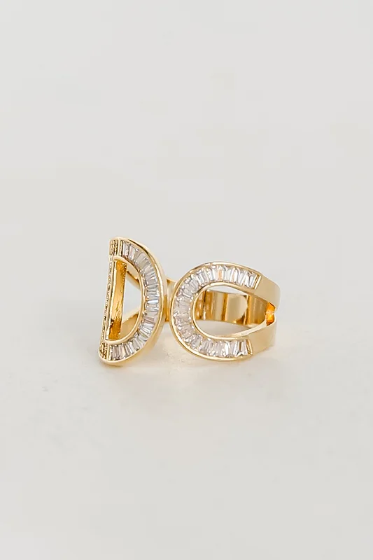 FINAL SALE - Paisley Gold Rhinestone "I Do" Ring