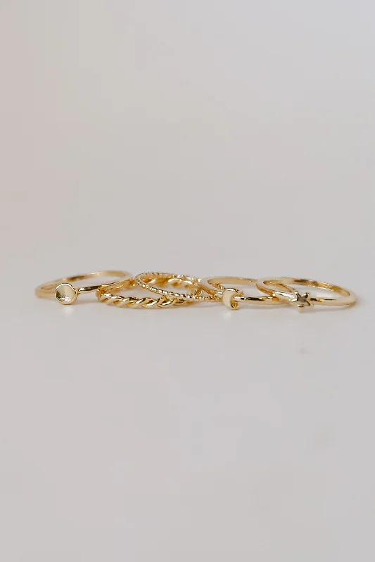 FINAL SALE - Rylee Gold Star + Moon Ring Set