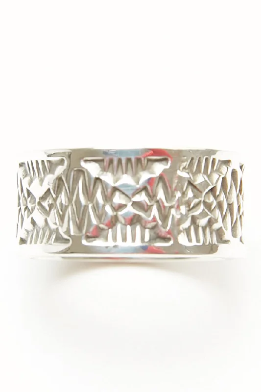 Sterling Silver Ring by Lyle Secatero - Longevity & River Ring