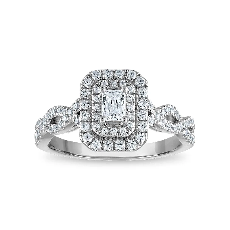 1/2 CTW Diamond Halo Engagement Ring in 10KT White Gold