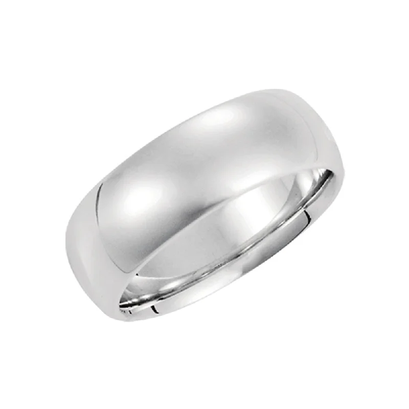 8mm Domed Comfort Fit Wedding Band in 10k White Gold