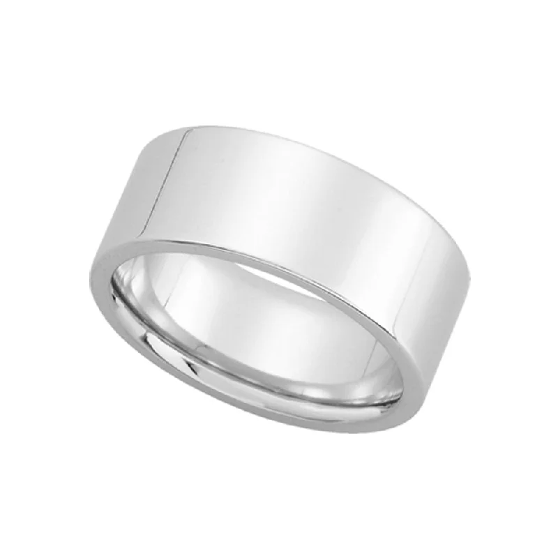 8mm Flat Comfort Fit Wedding Band in 14k White Gold