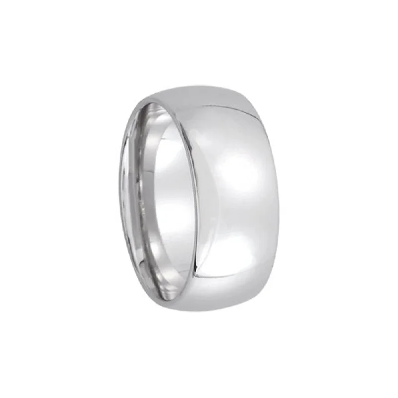 8mm Light Domed Comfort Fit Wedding Band in 14k White Gold