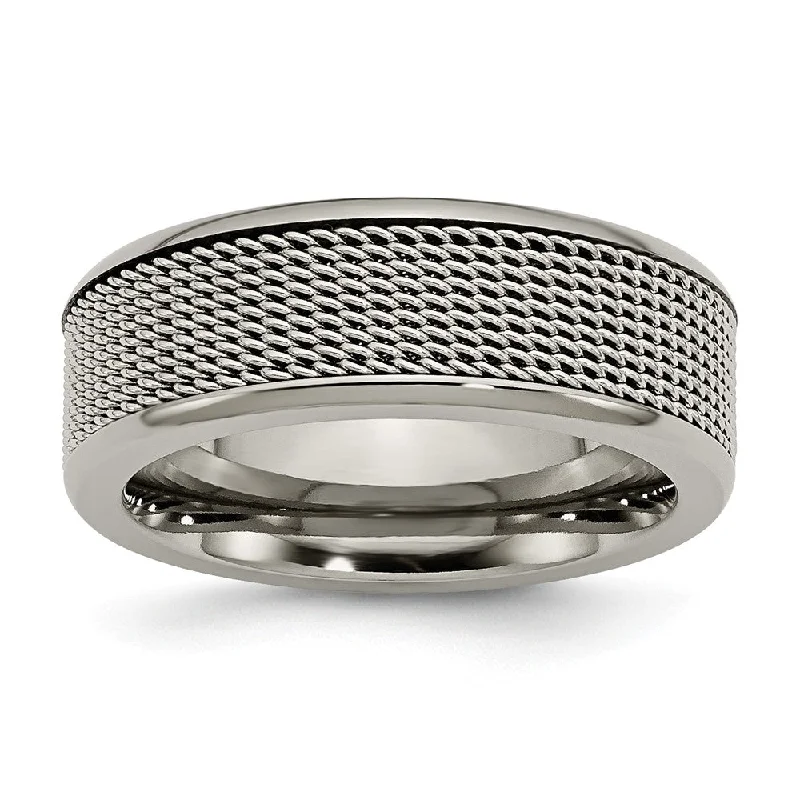 8mm Titanium and Stainless Steel Polished Mesh Band