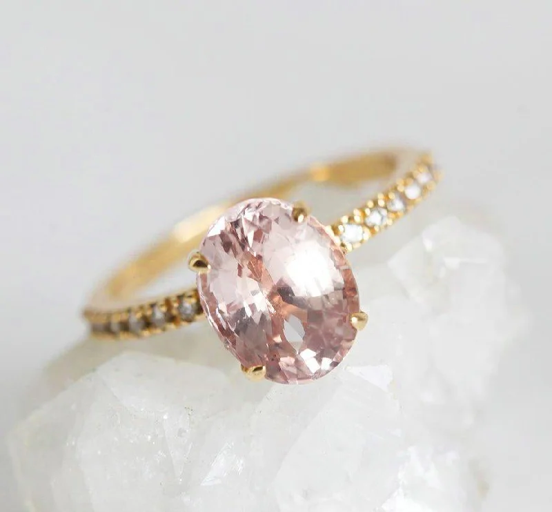 Carla Peach Sapphire Diamond Ring