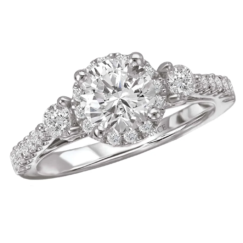 Romance Diamond Shoulder Halo Engagement Ring