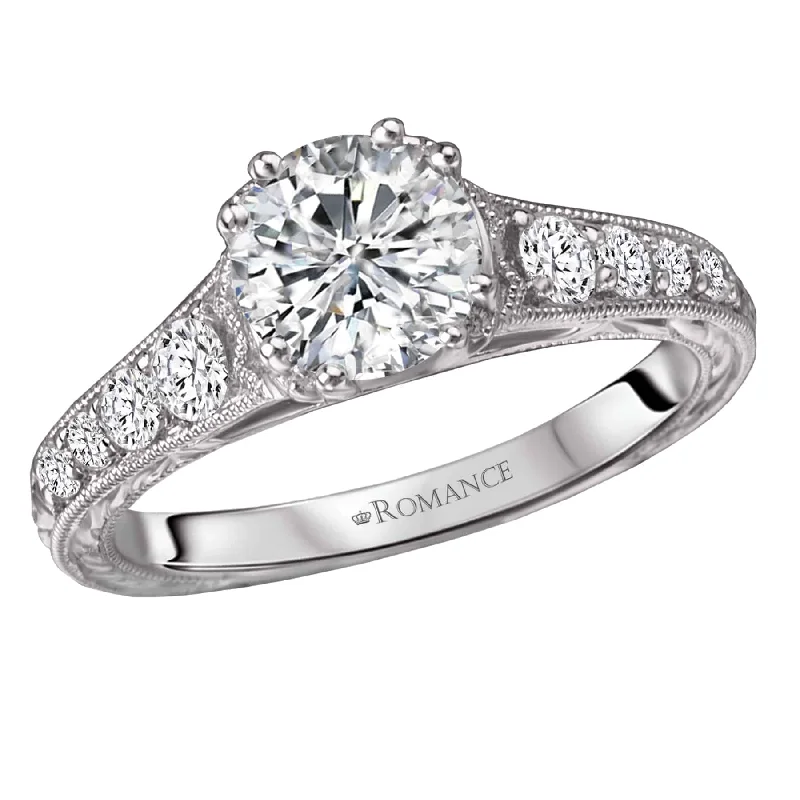 Romance Eight Prong Diamond Accent Engagement Ring