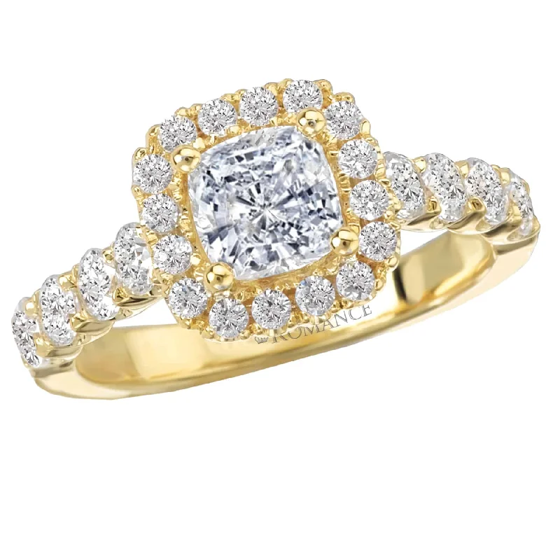 Romance Prong Set Cushion Halo Engagement Ring