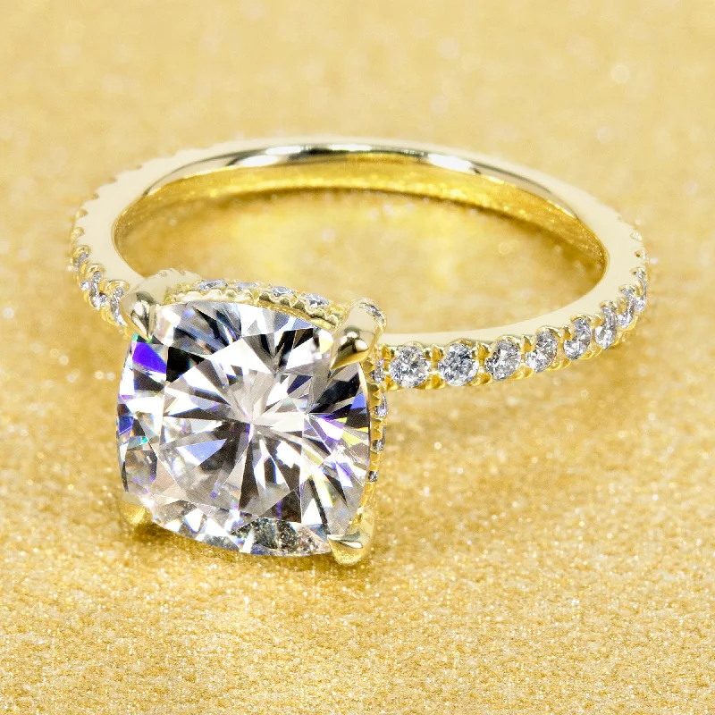 The Selina, 2.75ct Square Cushion-cut Hidden Wrap Halo Ring