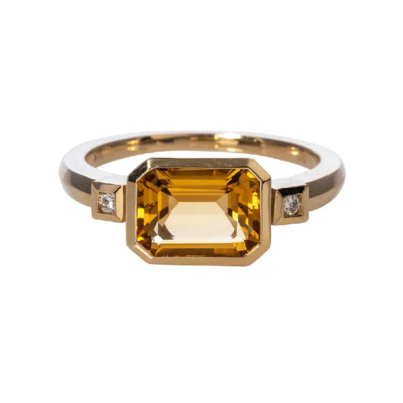 Citrine & Diamond 14K Yellow Gold Ring