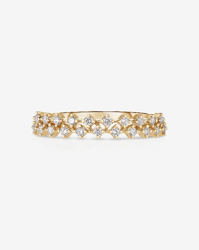 Diamond Station Double Row Ring