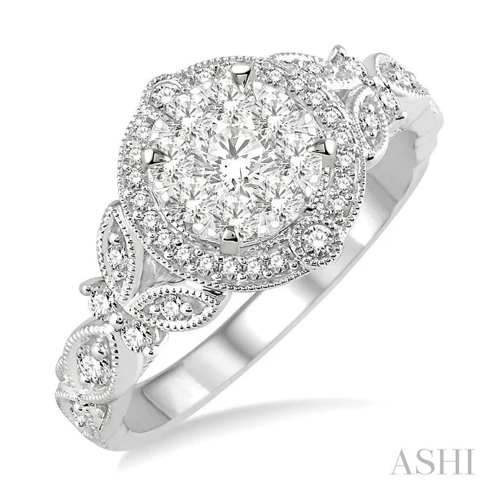 ROUND SHAPE HALO LOVEBRIGHT DIAMOND ENGAGEMENT RING