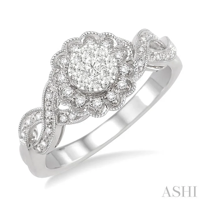 ROUND SHAPE LOVEBRIGHT DIAMOND FLOWER FASHION RING