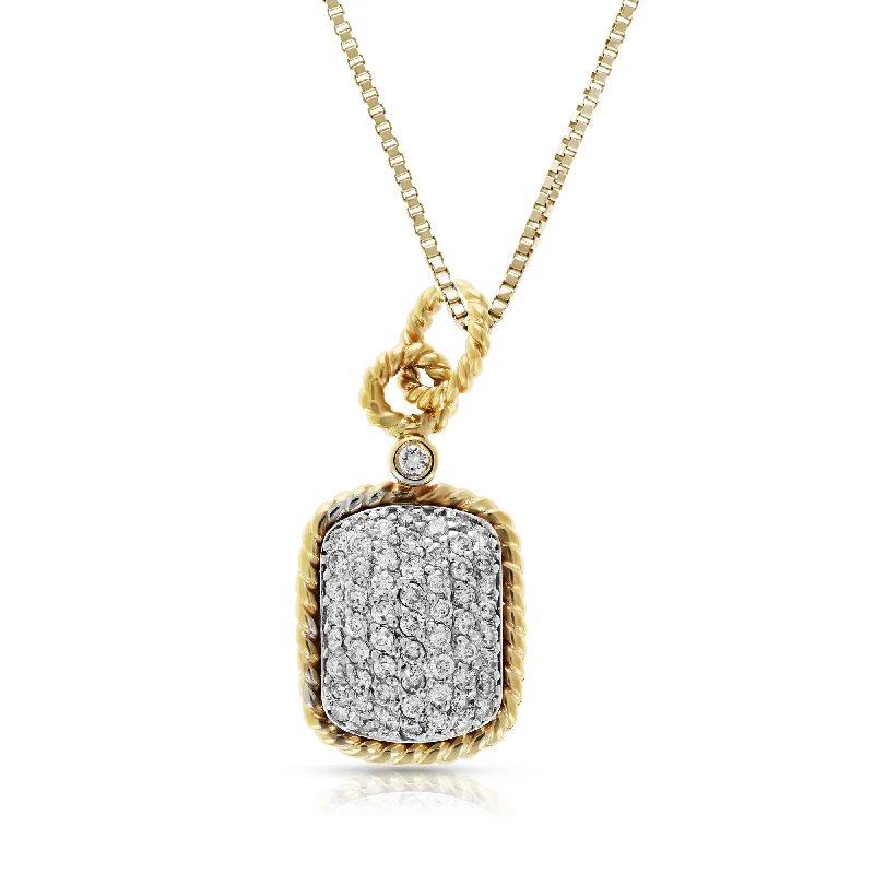 1/2 cttw Diamond Composite Cluster Pendant Necklace 14K Yellow Gold Emerald