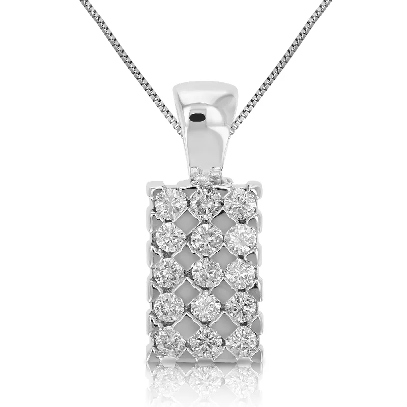 1/2 cttw Diamond Pendant Necklace 14K White Gold with Chain Emerald Shape