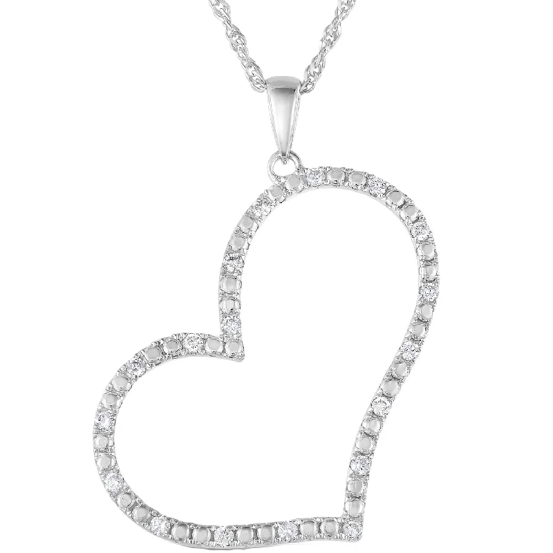 1/4 cttw SI2-I1 Certified Diamond Heart Pendant 18K White Gold with Chain