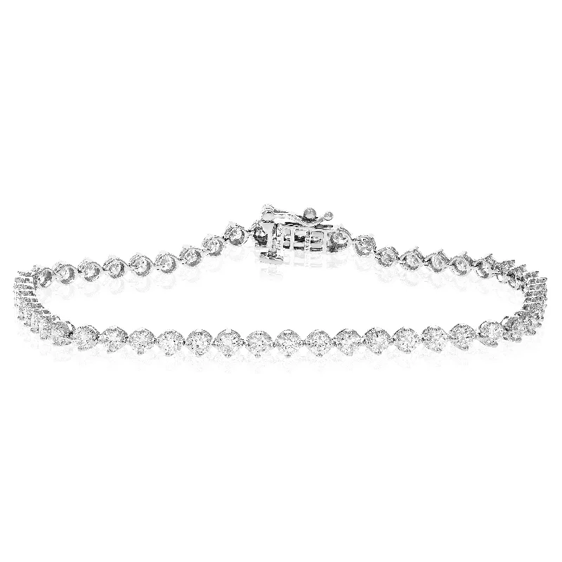 1 cttw 84 Stones Round Diamond Bracelet 14K White Gold Prong Set 7 Inch