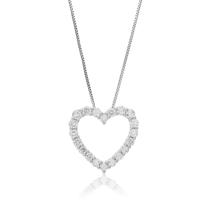 1 cttw Lab Grown Diamond Heart Pendant Necklace .925 Sterling Silver 2/3 Inch with 18 Inch Chain