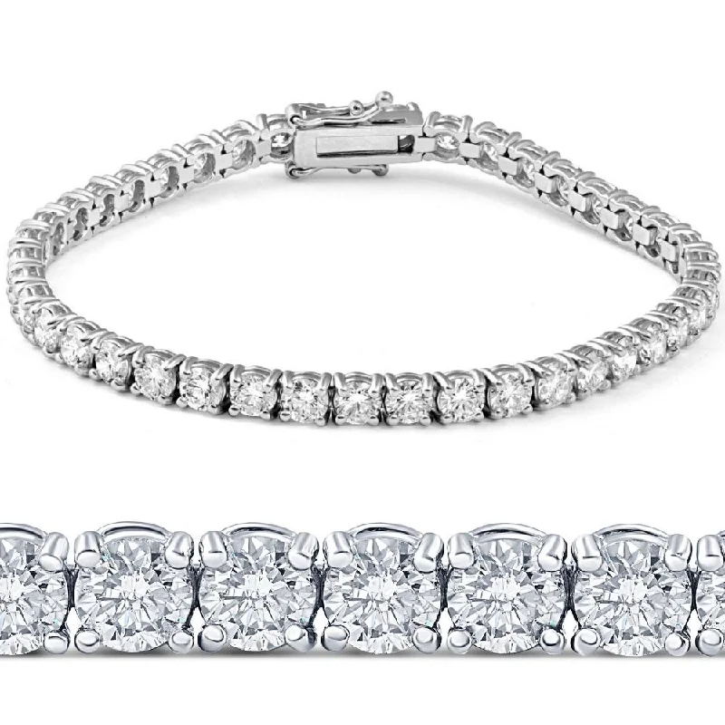 11ct Lab-Created Diamond Tennis Bracelet 14K White Gold 7"