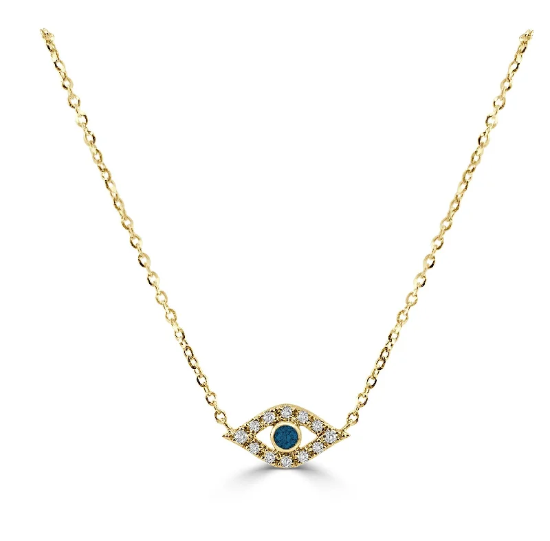 14k Gold & Diamond Evil Eye Necklace