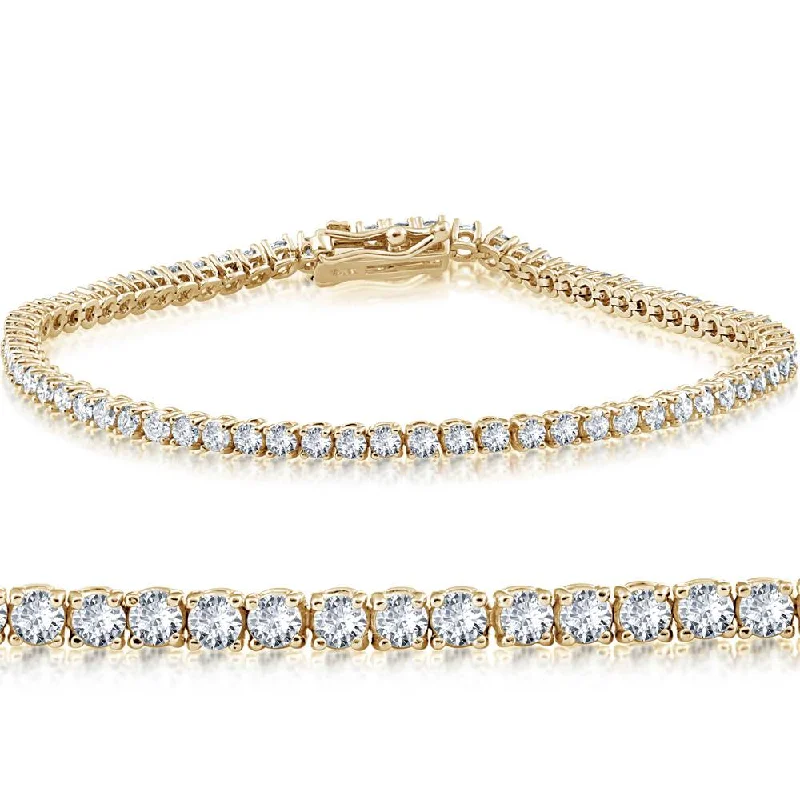 14k Yellow Gold 3 ct Round Cut Diamond Tennis Bracelet 7"