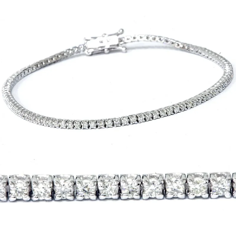 1ct Lab Created Diamond Tennis Bracelet 18K White Gold 7" Double Lock Clasp