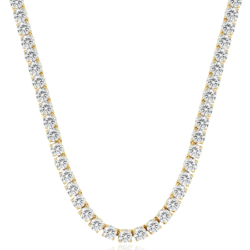 33 Ct Round-Cut Diamond Tennis Necklace 14K Yellow Gold 18"