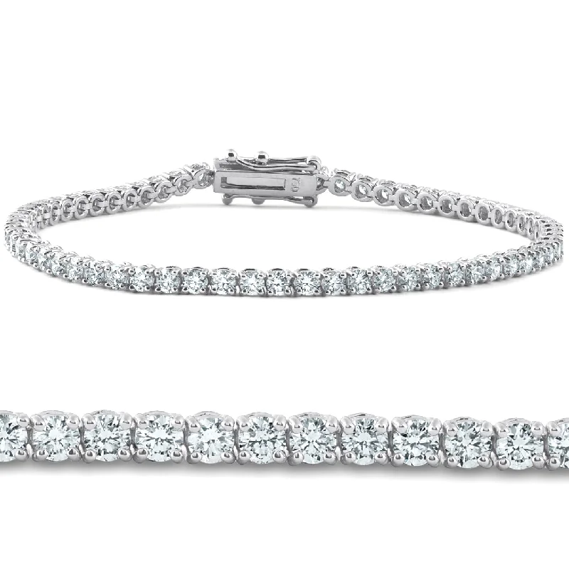 4 Carat TW Round Cut Diamond Tennis Bracelet 14k White Gold Lab Grown