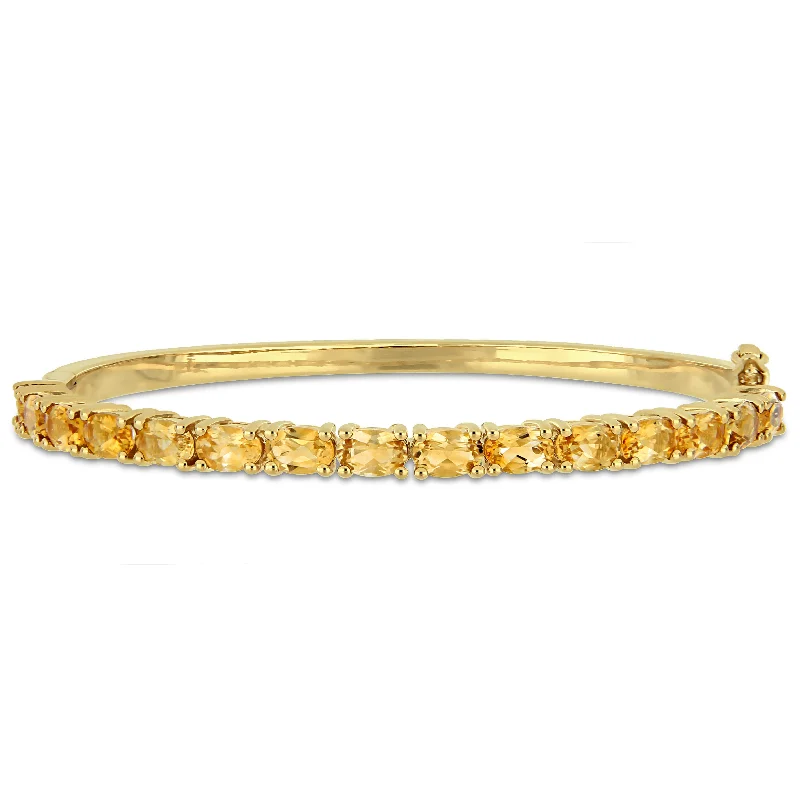 6 3/4 CT TGW Oval-Cut Citrine Bangle In Yellow Plated Sterling Silver