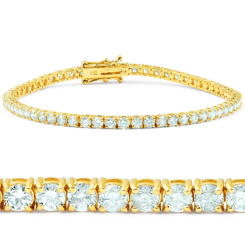 7 1/2 ct Diamond Tennis Bracelet 18K Yellow Gold 7"