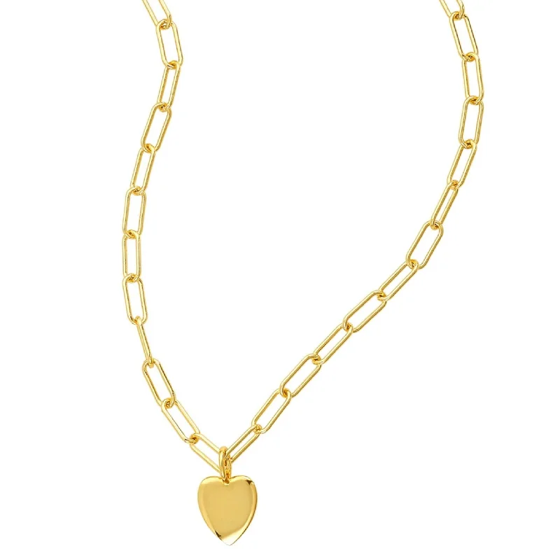 Adornia 25" Heart Charm Paper Clip Chain Necklace gold