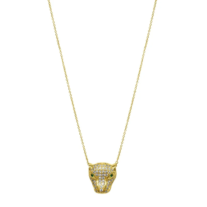 Adornia Crystal Jaguar Necklace gold