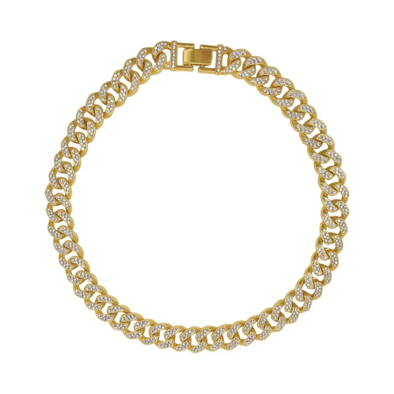 Adornia Flat Curb CZ Chain Necklace gold