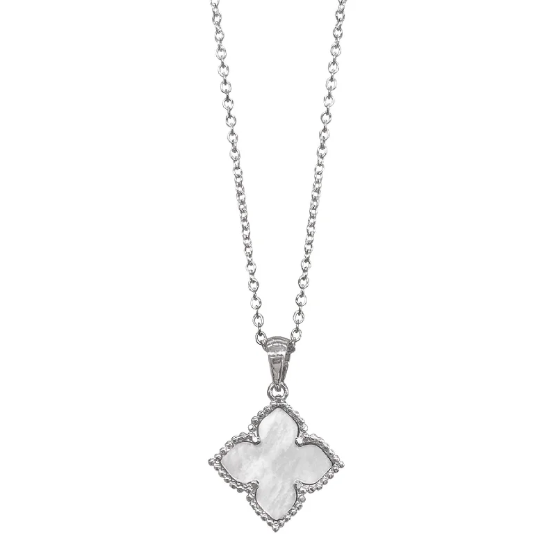 Adornia Adornia Flower Mother of Pearl Necklace silver white