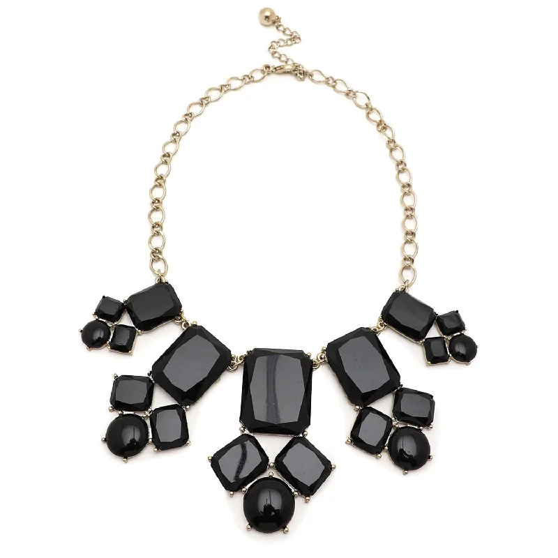 Black Color Gold Plated Designer Stone Necklace For Women's