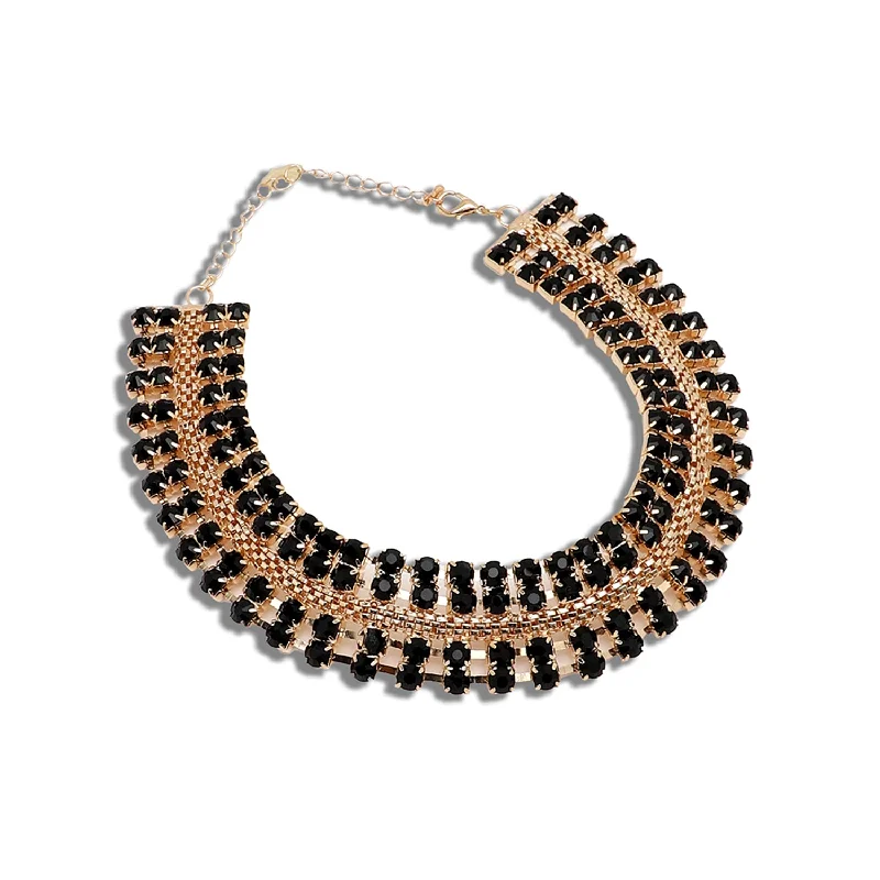 Black Color Gold Plated Party Designer Stone Necklace For Women's