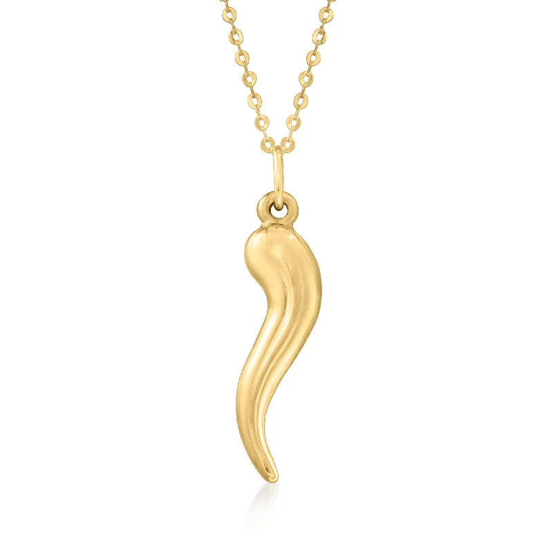 Canaria 10kt Yellow Gold Italian Horn Pendant Necklace