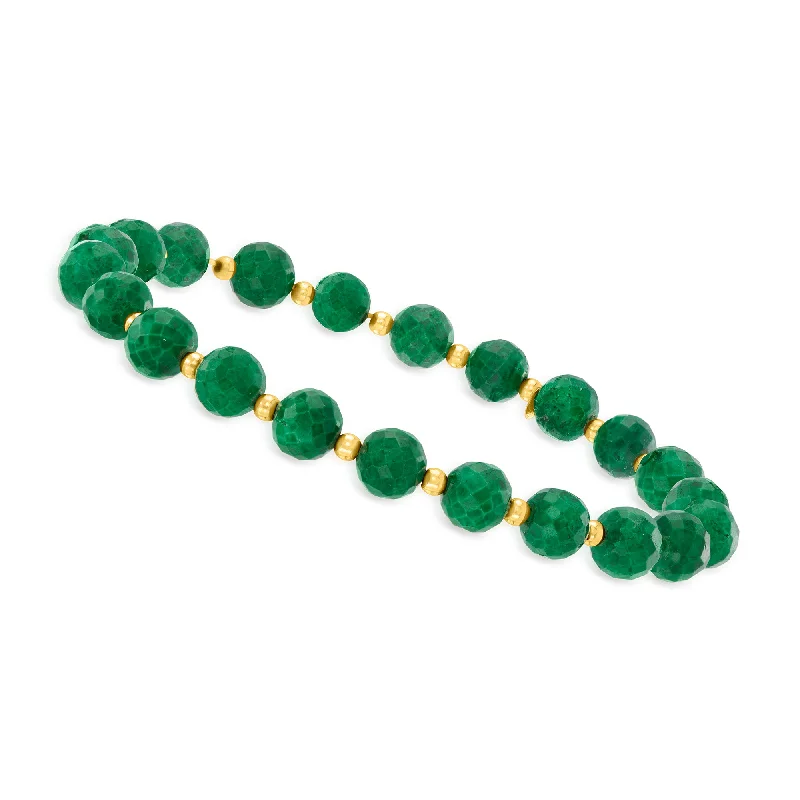 Canaria Emerald Bead Stretch Bracelet With 10kt Yellow Gold