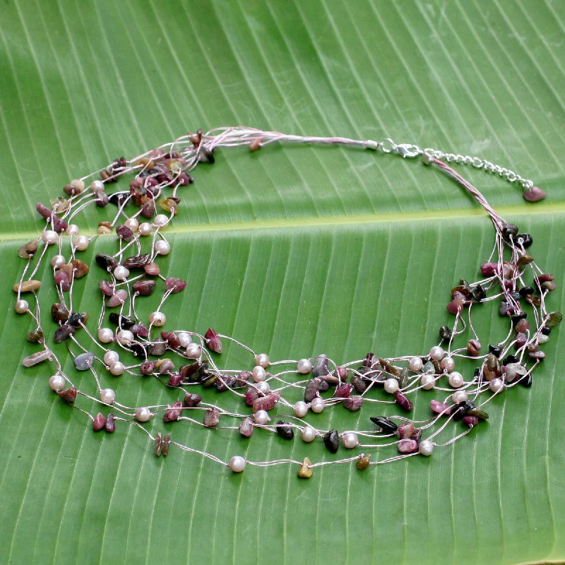 Cascade Pearl & Tourmaline Strand Necklace