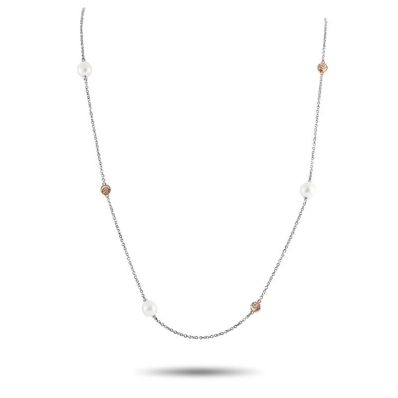 Damiani 18K White and Rose Gold Pearl Necklace