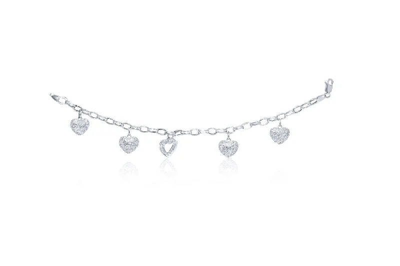 Diana M. 1.50 Carat Pave Heart Charm Bracelet