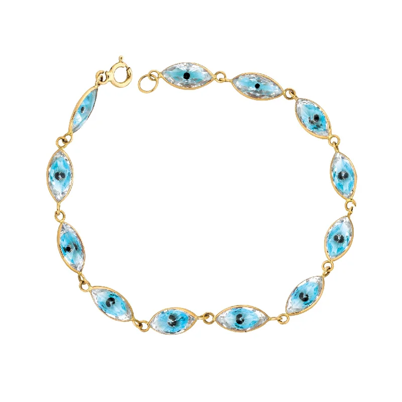 Evil Eyes Marquise Bracelet Yellow Gold