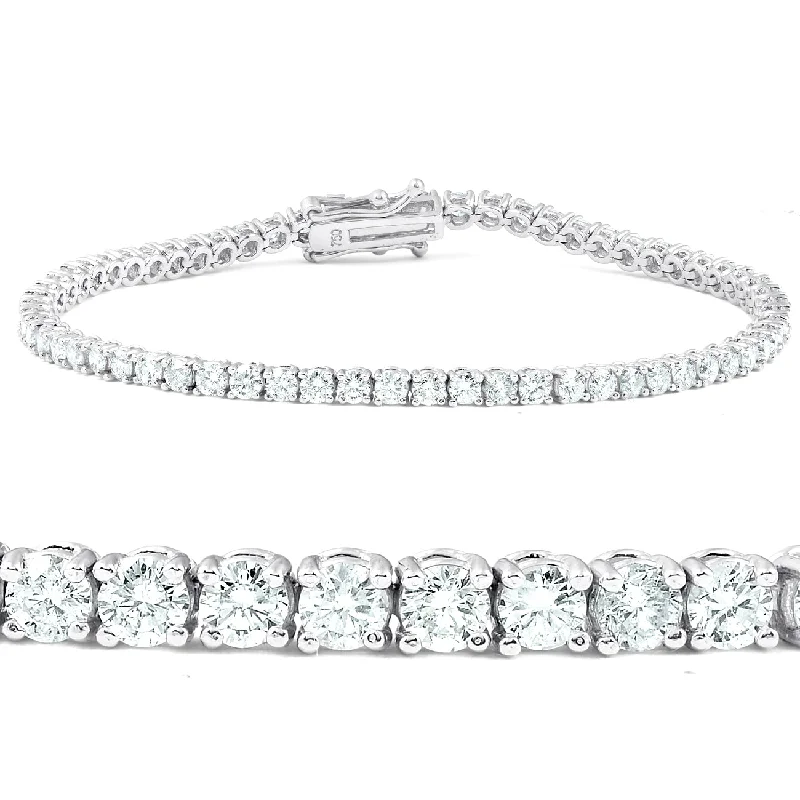 F/SI 4.28 Ct Diamond Tennis Bracelet 14k White Gold 7"